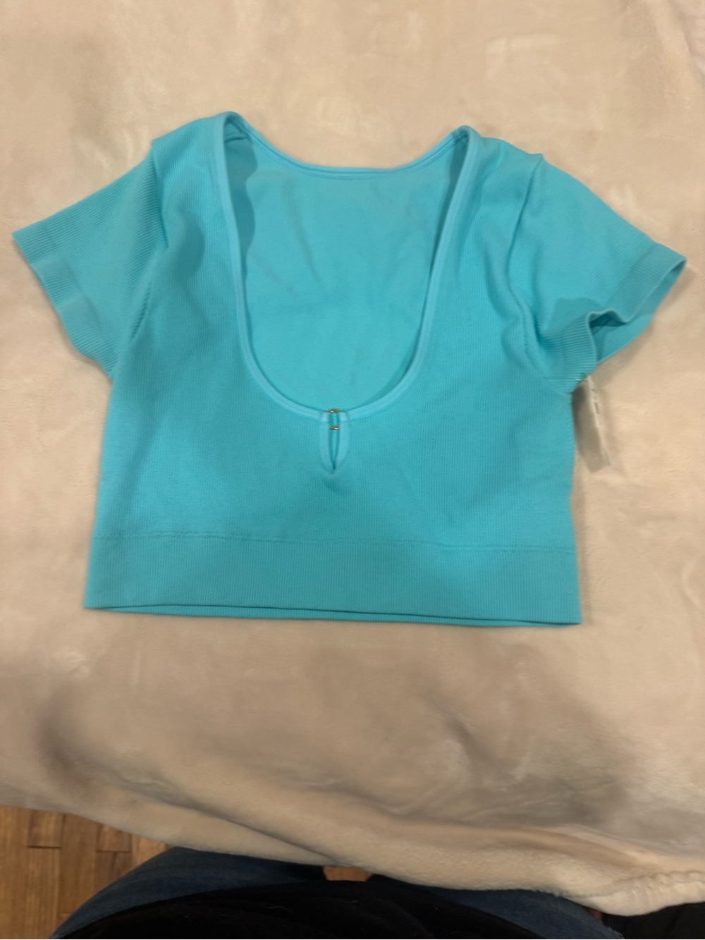 aerie Scoop-Neck Crop Top in Aqua Blue